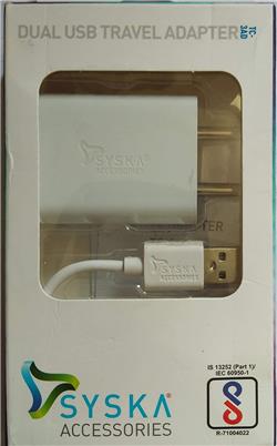 SYSKA-TC3ADC-3AMP TPY -CTRAVEL CHARGER-WHITE